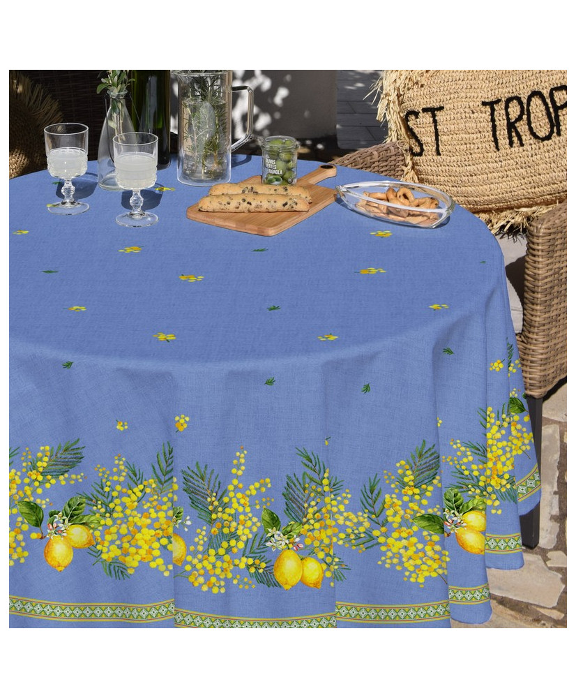 Nappe ronde Mimosa citron - enduit