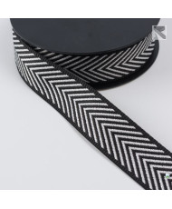 Sangle Noir/blanc chevron lurex 38 mm