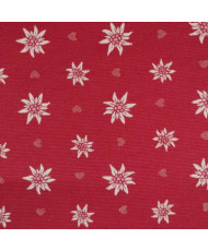 Tissu Jacquard rouge – Motifs petits edelweiss