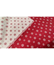 Tissu Jacquard rouge – Motifs petits edelweiss