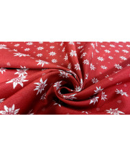 Tissu Jacquard rouge – Motifs petits edelweiss