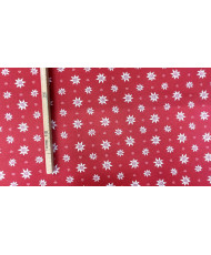 Tissu Jacquard rouge – Motifs petits edelweiss